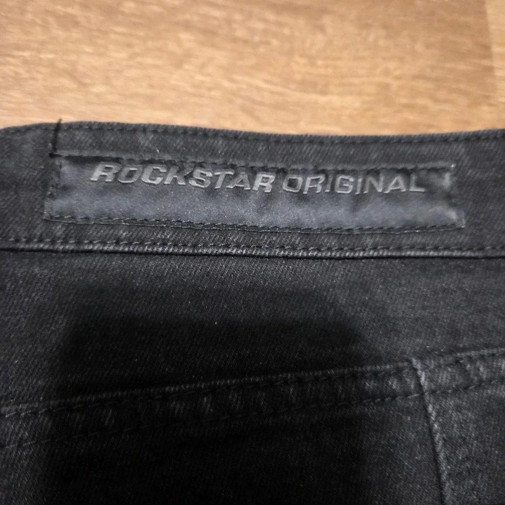 Rockstar Original Mens Baggy Fit Cargo Jeans Black Grunge Wide Leg RSM250 32